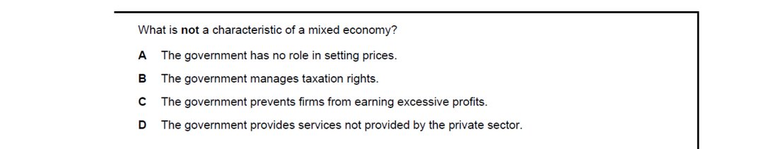 CIE 9708 Economics multiple-choice question on Resource Allocation in Different Economic Systems (image 1)