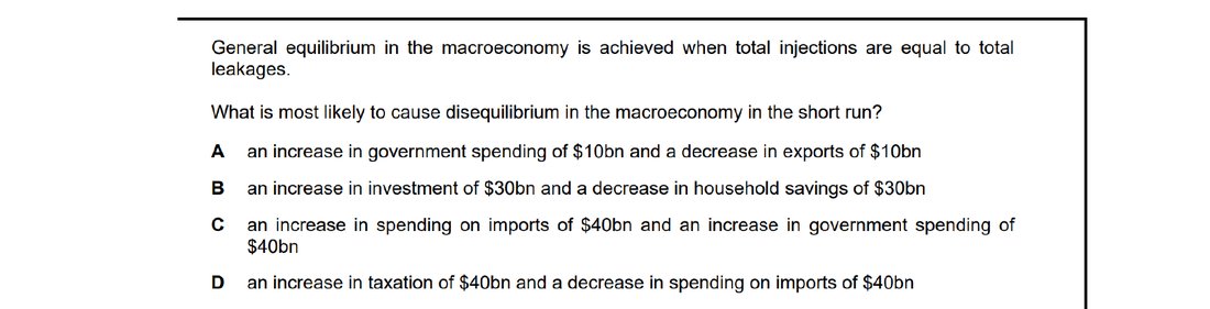 CIE 9708 Economics multiple-choice question on Introduction to the Circular Flow of Income (image 2)