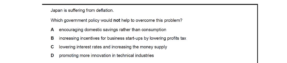 CIE 9708 Economics multiple-choice question on Supply-side Policy (image 4)