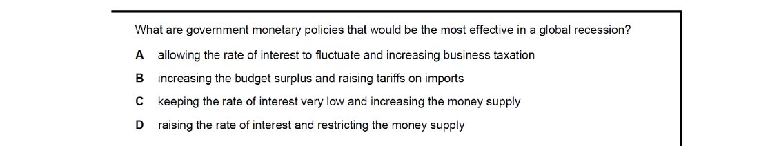 CIE 9708 Economics multiple-choice question on Monetary Policy (image 3)