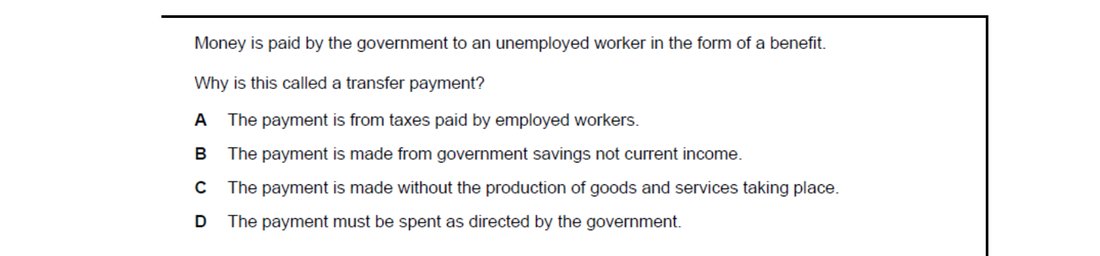 CIE 9708 Economics multiple-choice question on Addressing Income and Wealth Inequality (image 10)